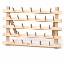 June Tailor Wood Thread Spool Rack 30 Peg Folding Stand Quilting Sewing