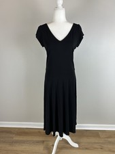 Vamp M Black Dress Lace Trim Midi Witchy Whimsy Goth Little Black Dress Vintage