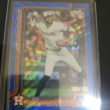 Carlos Correa 2025 Topps Chrome Update Blue Wave Refractor #USC164 Astros /150