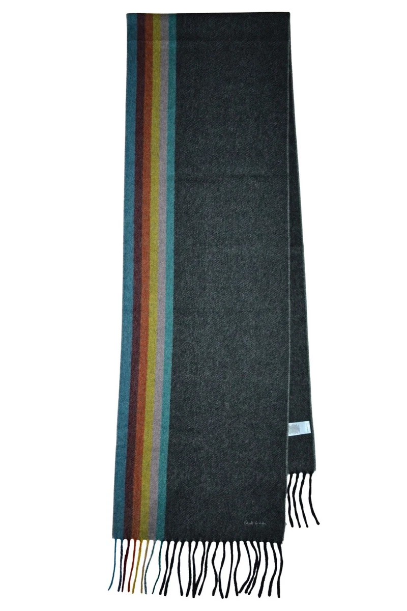 Foulard En Laine 100% Paul Smith - Rayures Multicolores - 28x180 Cm - Neuf Avec Étiquette - Fabriqué En Italie