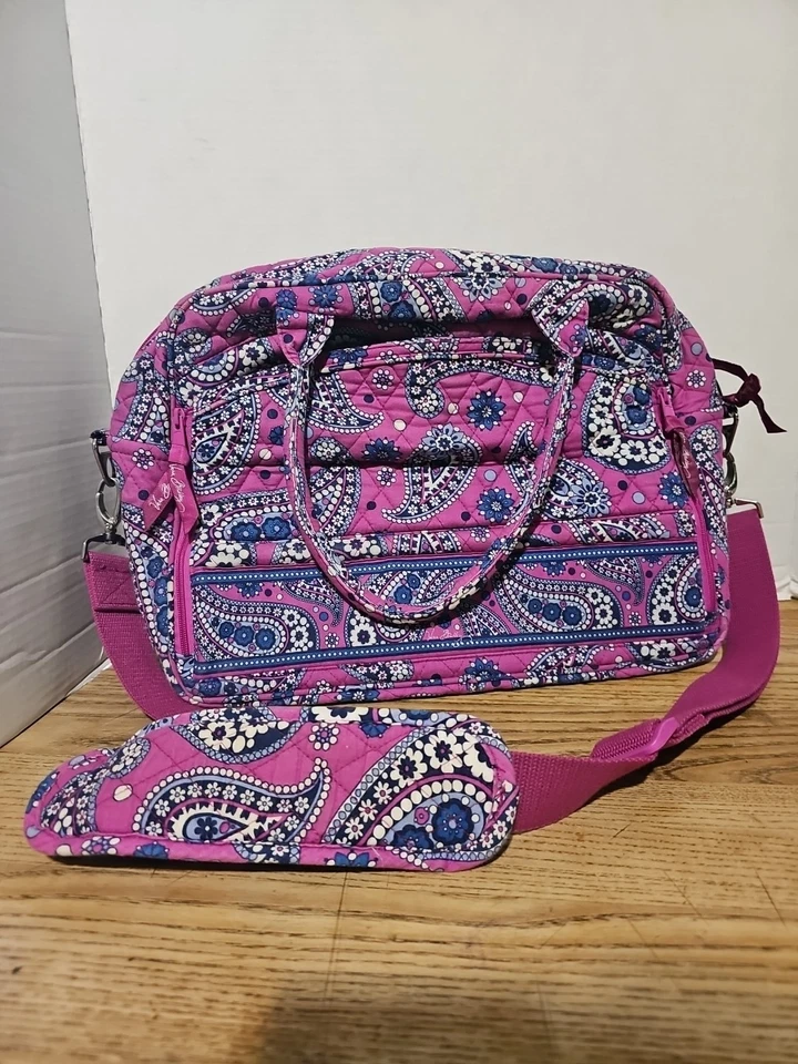 Vera Bradley Purple Paisley Metropolitan Travel Computer Bag Paisley Messenger - Image 2 of 4