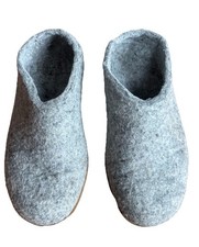 Glerups Grey Wool Slippers Rubber Bottom Size 36