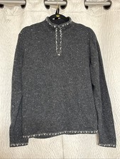 Woolrich 1/4 Zip Sweater Wool Blend Onyx Heather Gray-Size Large
