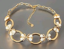 Vintage Talbots Milk Glass White Rhinestone B...