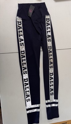 NWT Blue Womens SMALL Leggings, DALLAS Bling Down The Sides  see Measurements