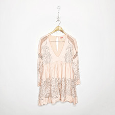 FREE PEOPLE Starlight Mini Dress Light pink embroidered long sleeve women's XS