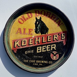 Koehler’s Old Dobbin Ale Metal Advertising Beer Tray Erie Brewing Co. PA Horse