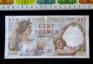 ( FR 1.40 ) Billet FRANCE 100 francs Sully Année : 1940 .