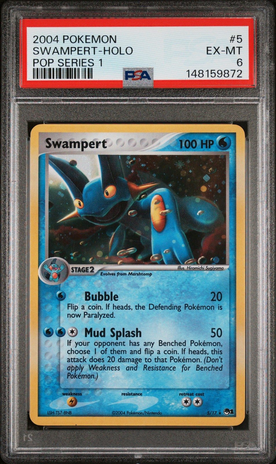 2004 POKEMON POP SERIES 1 #5 SWAMPERT-HOLO PSA 6