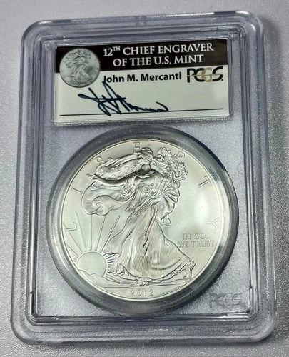 2012 American Silver Eagle - Merchanti Signed - Struck at San Francsci - MS70