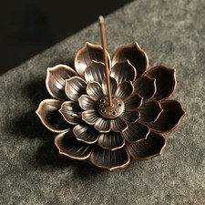 New 1PC Alloy Incense Burner Stick Holder Plate Buddhism Lotus Censer Bronze Nas