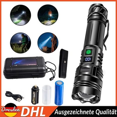 Taschenlampe LED USB Aufladbar 5000mAh Powerbank Wasserdicht Camping Flashlight