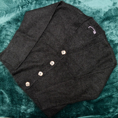 M&S schwarze Mohair Wollmischung flauschige Strickjacke weich behaart Strick Gr. XS
