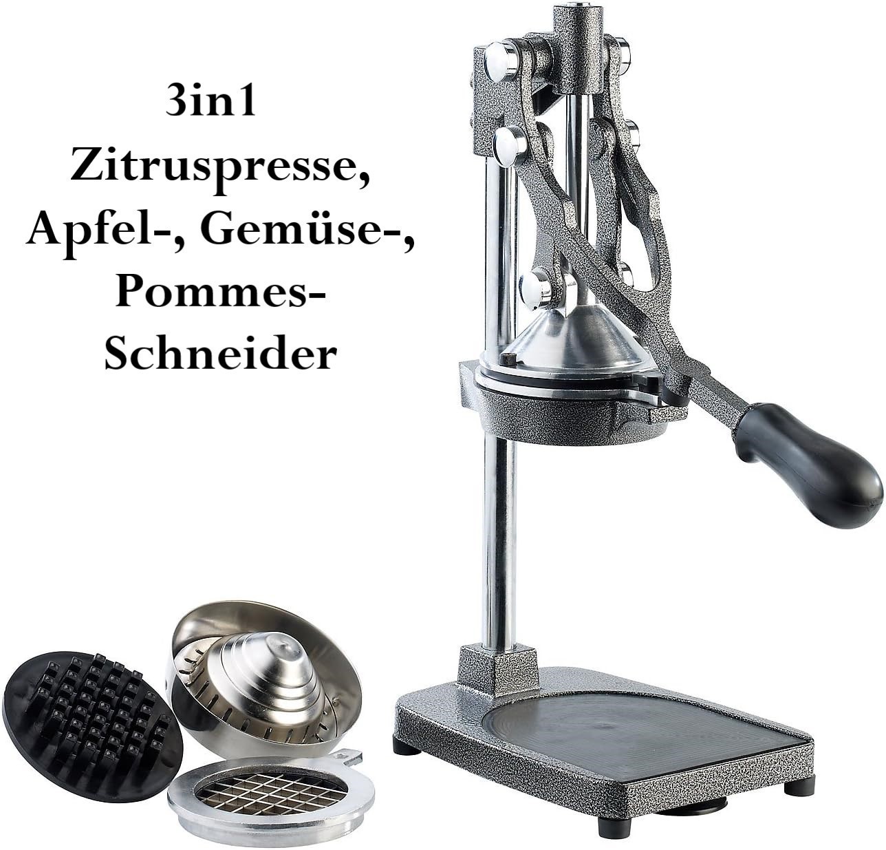 NEU 3in1 Saftpresse Pommes Schneider für Zitronen Apfel Gemüse Gastronomie Theke
