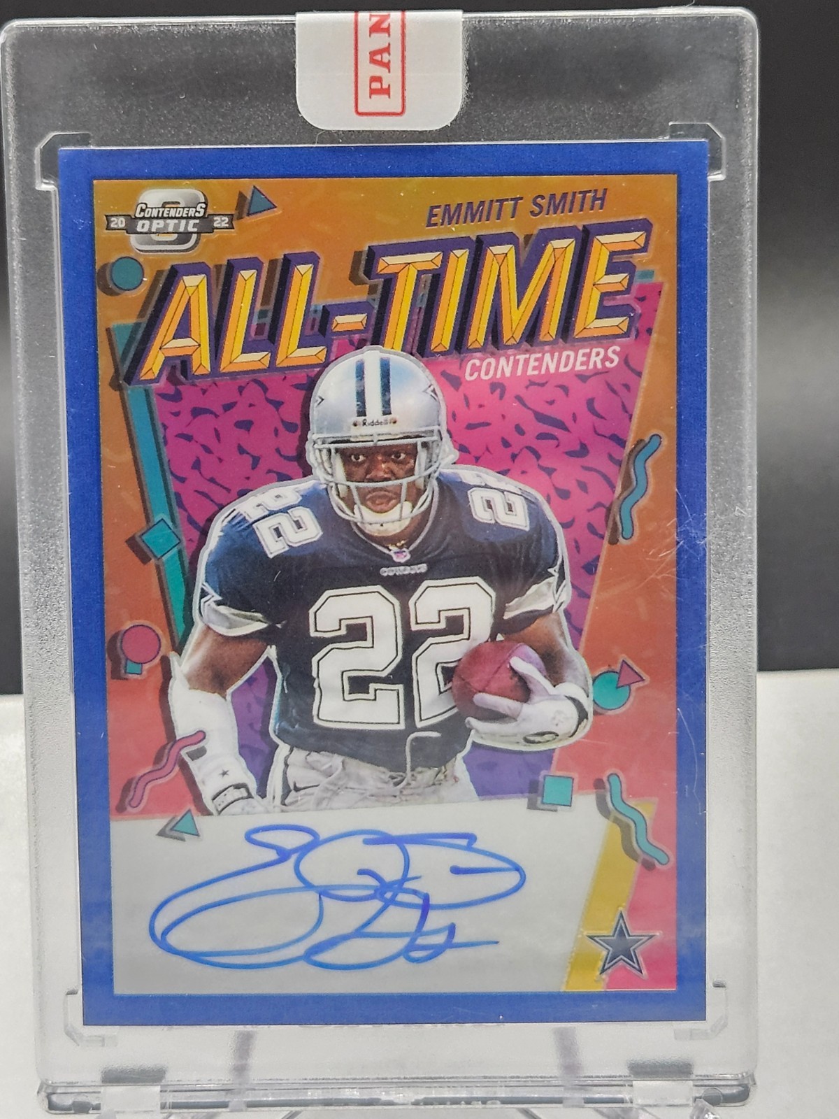 2022 Panini Contenders Optic Emmitt Smith #ATC-ES All-Time Blue Auto #08/25