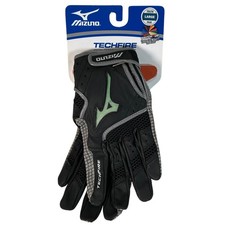 Mizuno Techfire Youth Large Baseball Softball Batting Gloves Black Green New