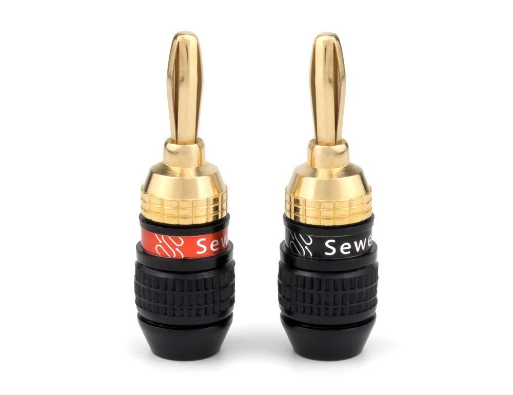 Deadbolt Banana Plugs 6-Pairs by , Gold Plated Speaker Plugs, Quick Connect, ...