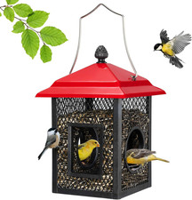 Metal Bird Feeder for Outdoors Hanging, Fly through Wild Birdfeeder Outside, Fin