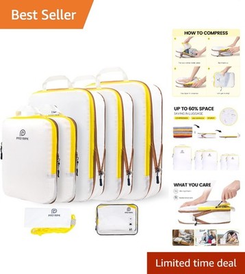 Expandable Compression Packing Cubes - 7-Piece Travel Organizer for Easy Packing