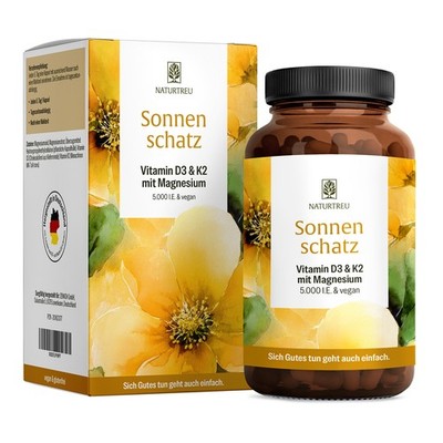 Vitamin D3 K2 Magnesium 5000 IE Komplex 15 Monate Vorrat Sonnenschatz NATURTREU 