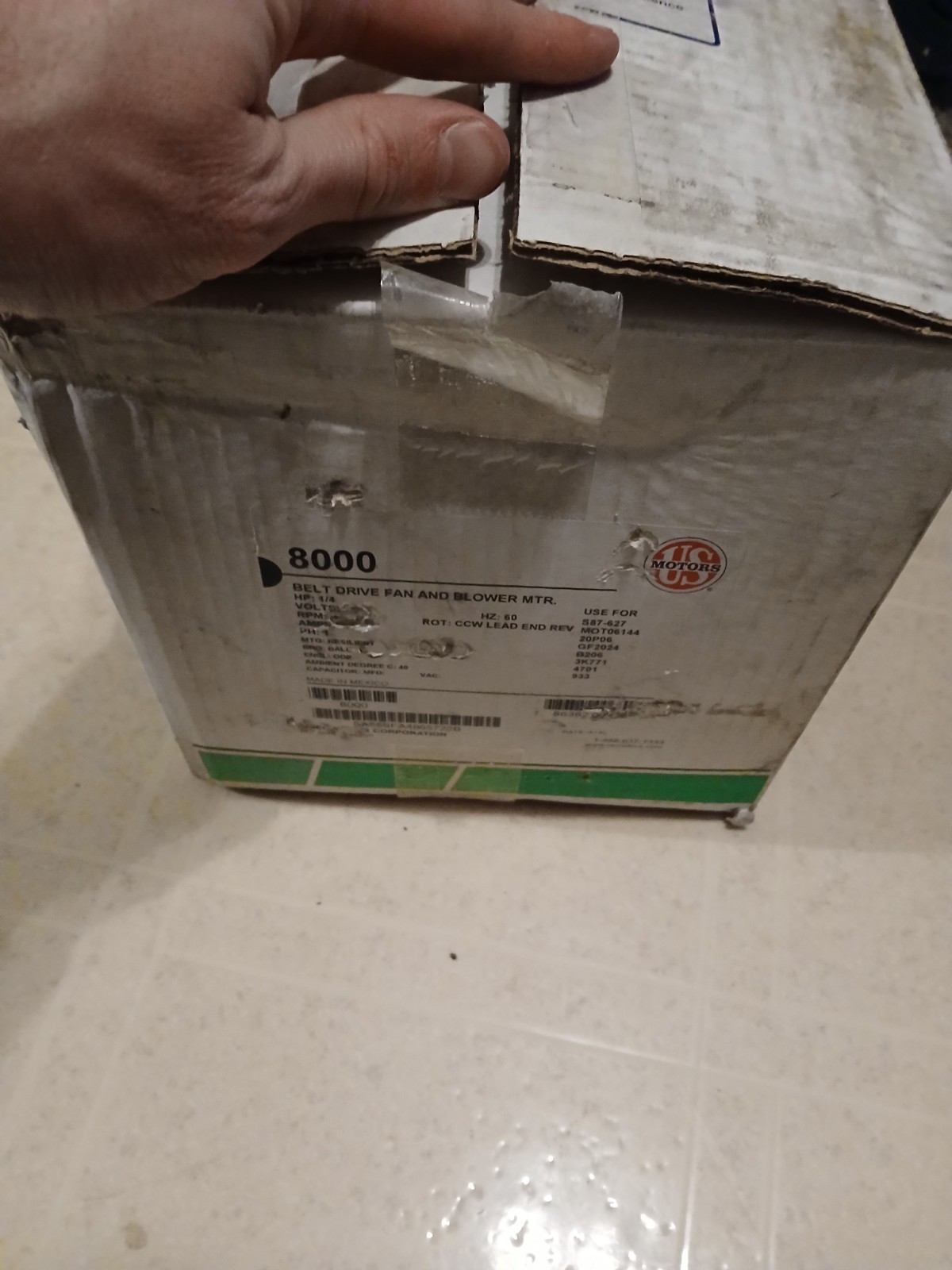 Us Motors SA55JXSFB-4865 Motor 48 1/4hp 1725rpm 115v-ac 1ph