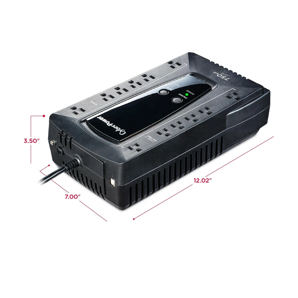 AVRG750U AVR UPS System, 750VA/450W, 12 Outlets, Compact - Image 4 of 4