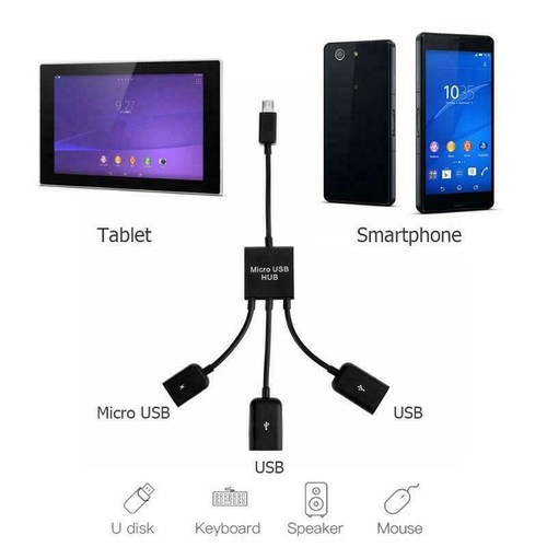 3 in 1 Micro USB Power Charging OTG Hub Cable Adapter Converter Extender Samsung - 第 10/12 張圖片