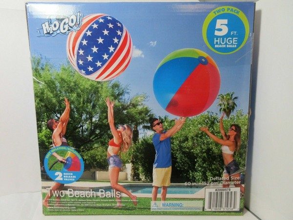 Set Of Two Huge 60 Inflatable Beach Balls 5ft H2o Go Bestway American Flag Usa For Sale Online Ebay