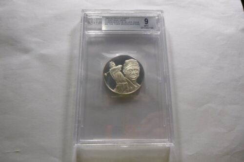 TIGER WOODS 1997 GOLF YOUNGEST MASTERS WIN BECKETT 9 GRADE SILVER COIN CASE 1T2