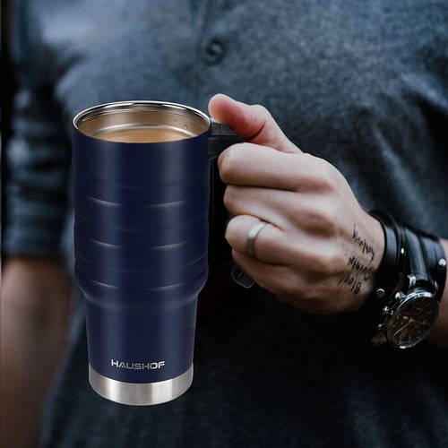 HAUSHOF 24 oz Travel Mug Steel Double Wall Vacuum Insulated Spill Proof Tumbler - Picture 7 of 11