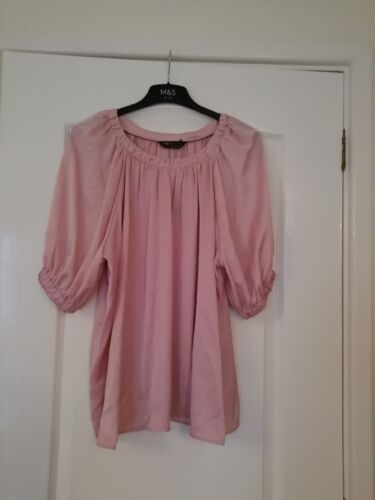 Marks And Spencer Pink Satin Top Size 16 New With Tag - Picture 1 of 4