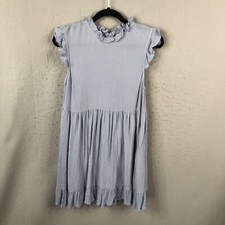 Urban Outfitters Mini Dress Womens Small Blue Crinkle Rayon Ruffle Flowy