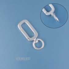 Sterling Silver Flat Rectangle Clip On Clasp Connector w/Swivel Ring 22mm 44055