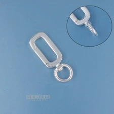 Sterling Silver Flat Rectangle Clip On Clasp Connector w/Swivel Ring 22mm #44055