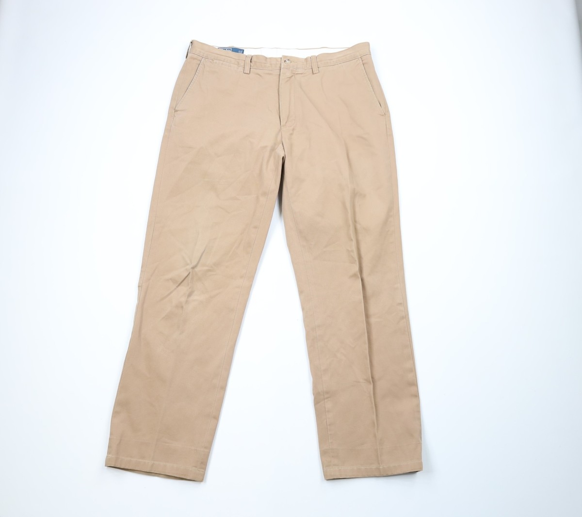 Vtg 90s Ralph Lauren Mens 36x30 Distressed Flat Front Chino Vtg 90s Ralph Lauren Mens 36x30 Distressed Flat Front Chino
