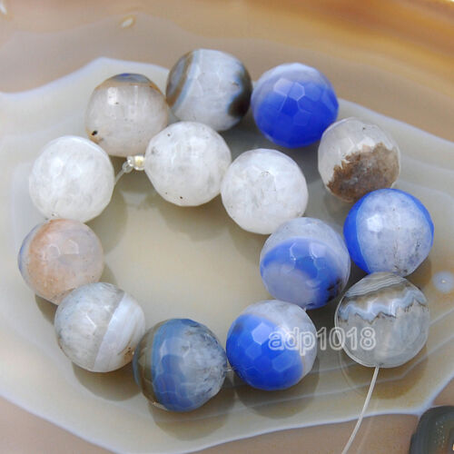 Natural Druzy Agate Faceted Round Gemstone Loose Beads 7.5" Strand - Picture 15 of 18