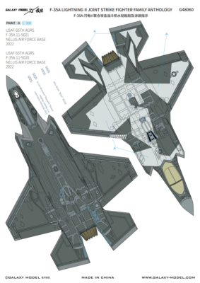 1/48 F-35A Lighting II Joint Strike Decal Color Separation Mask