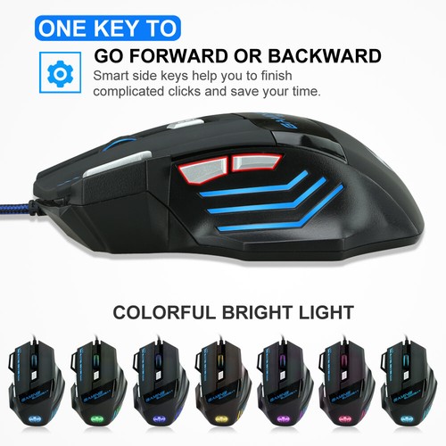 LED Wired / Wireless Rechargeable USB Optical Ergonomic Gaming Mouse Laptop PC - Picture 4 of 16
