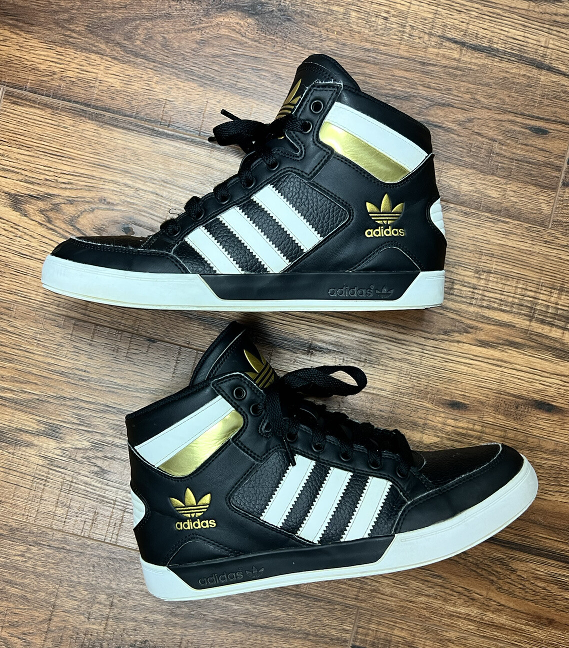 Adidas Hard Court High Mens Athletic Shoes 8 Black Gold White FV5327 | eBay