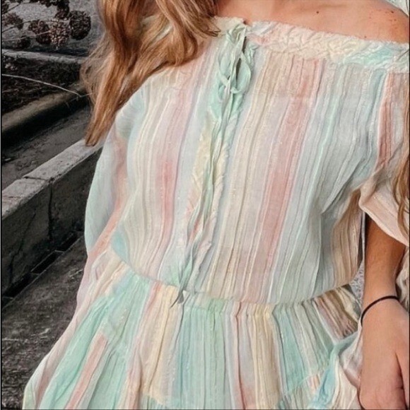 Loveshackfancy Banou Ruffle Tiered Rainbow Mini Dress Multi Horizon NWT image 5