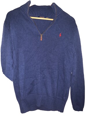 Ralph Lauren Mens Blue 3/4 Zip Sweater. | eBay