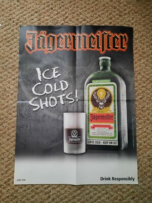 Vintage Jagermeister ''Ice Cold Shots'' Bar Poster Sign 18'' x 24'' Brand New
