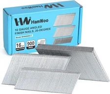 16 Gauge Angled Finish Nails, 20-Degree, 900-Pack (1-1/4"-300, 2"-300, 2-1/2"...