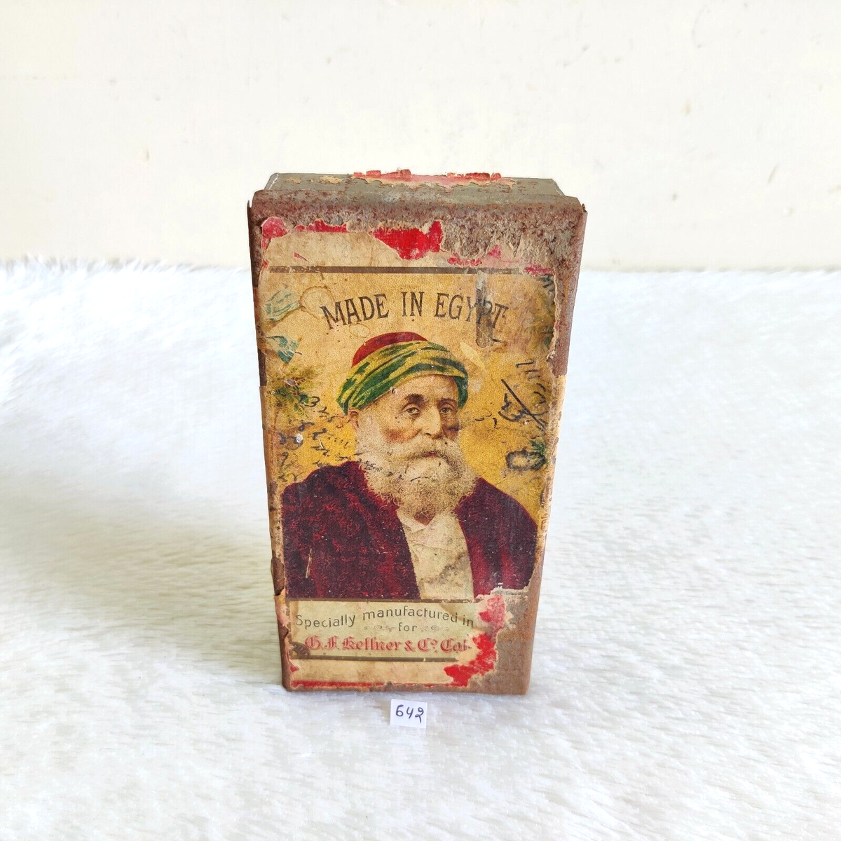 1920s Vintage Egypt Man High Class Egyptian Cigarette Advertising Tin Rare  642