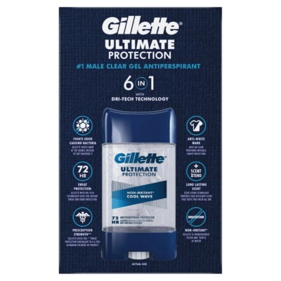 Gillette Cool Wave Men's Antiperspirant and Deodorant Clear Gel - 5 Pack