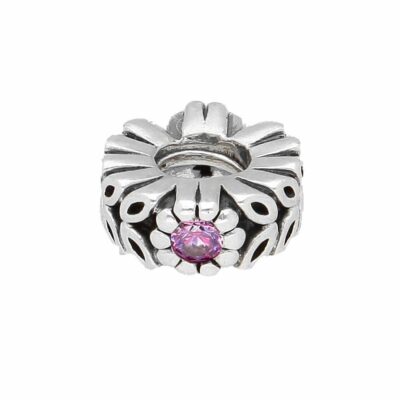 Original PANDORA Charm Sterlingsilber rosa Swarovski Blumen (4 mm breit)