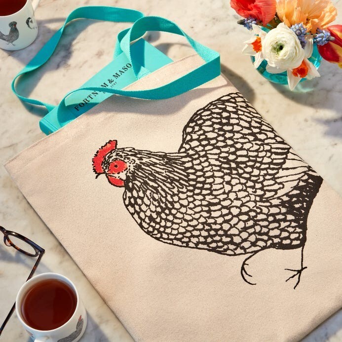 Fortnum Mason x Arthur Parkinson Large Canvas Tote Bag- Chicken