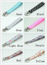 Multi color Double Layers Fabric Wristlets Key Fob Key Ring