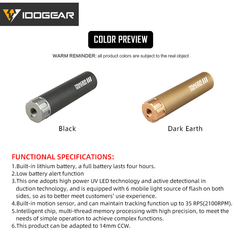 IDOGEAR Airsoft Lighter S Tracer Glow In Dark Tactical Tracer Unit BB