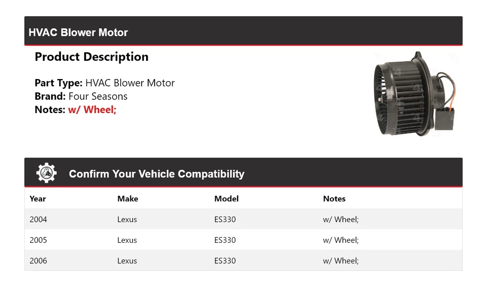 For 2004-2006 Lexus ES330 HVAC Blower Motor 4 Seasons 2005 - Image 2 of 4